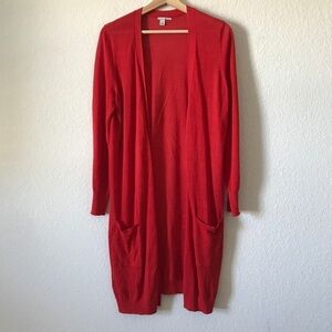 Halogen linen blend knit open front long cardigan size‎ M